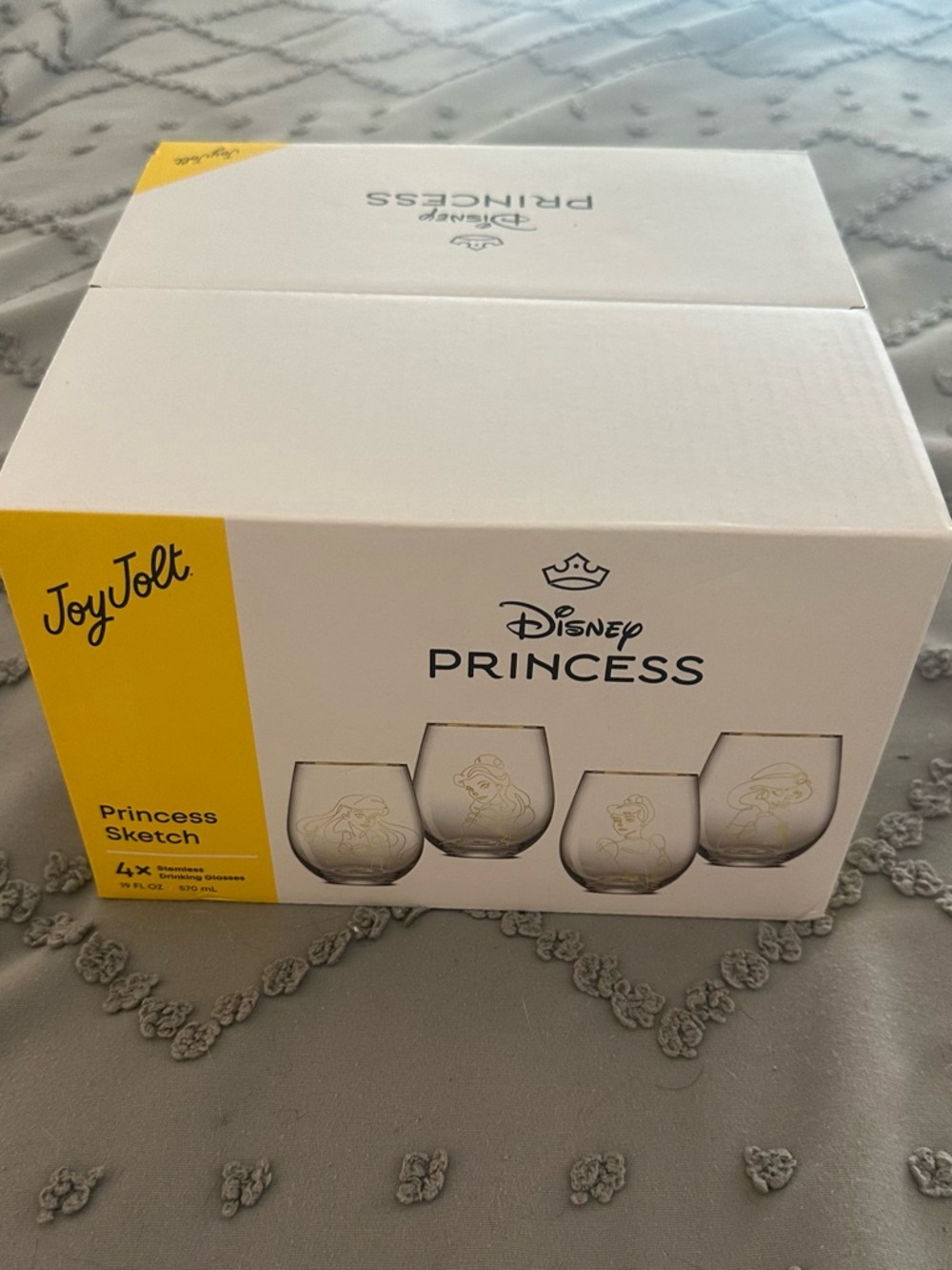 Disney Princess JoyJolt Glasses Set - White and Yellow Box